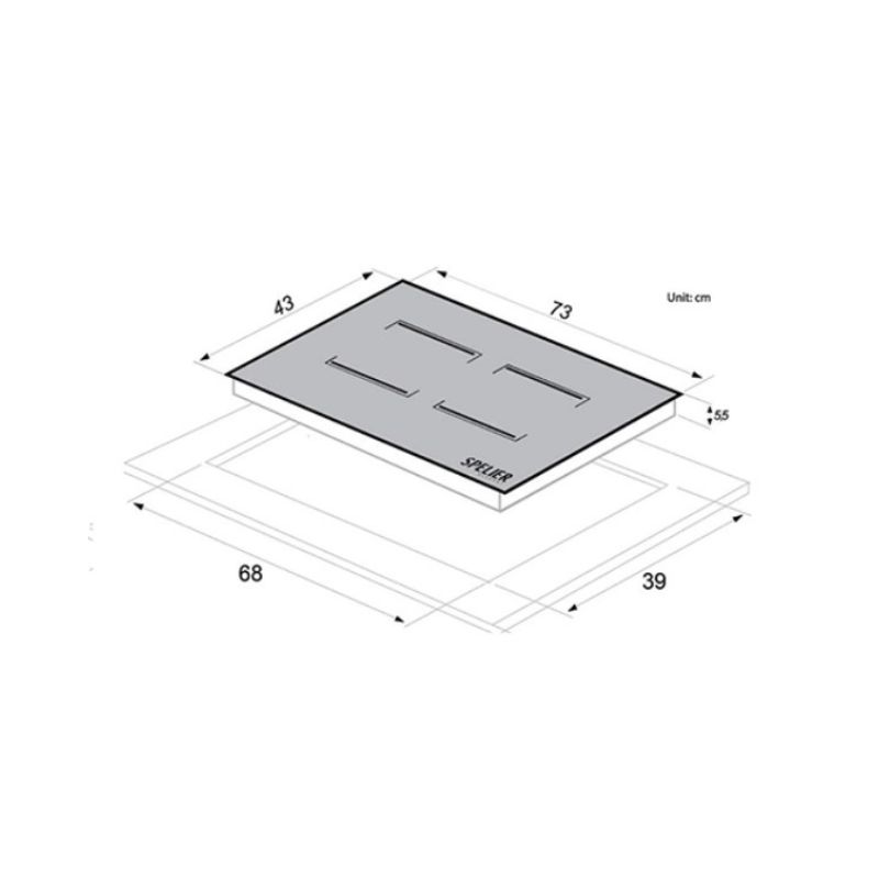 Kích thước bếp từ 2 vùng nấu Spelier SPE-IC928 PLUS Kích thước bếp từ 2 vùng nấu Spelier SPE-IC928 PLUS