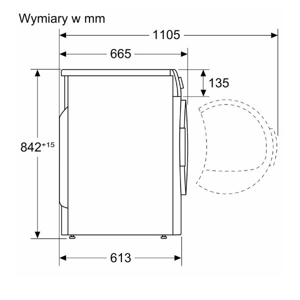 Kích thước của Máy sấy quần áo Bosch WTN86201PL Kích thước của Máy sấy quần áo Bosch WTN86201PL