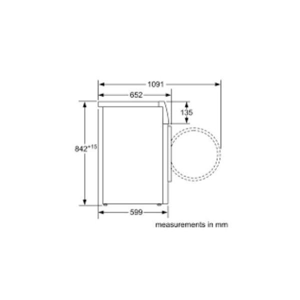 Kích thước của Máy sấy quần áo BOSCH WTW85460BY Kích thước của Máy sấy quần áo BOSCH WTW85460BY