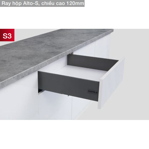 phu-kien-nha-bep-hafele-552-35-745 Ray hộp Hafele 552.35.745 Alto-S H120 mm màu trắng mờ