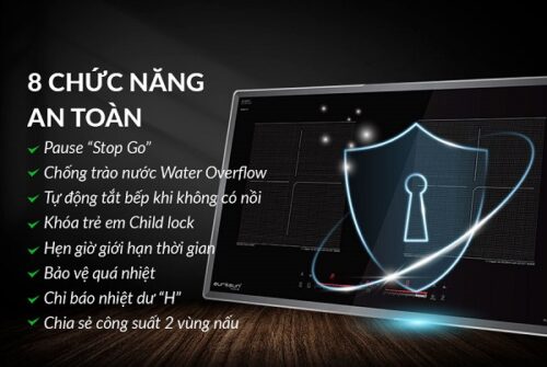 Bếp từ kết hợp hồng ngoại Eurosun EU-TE799Pro 10 Chức năng an toàn bếp từ kết hợp hồng ngoại Eurosun EU-TE799Pro