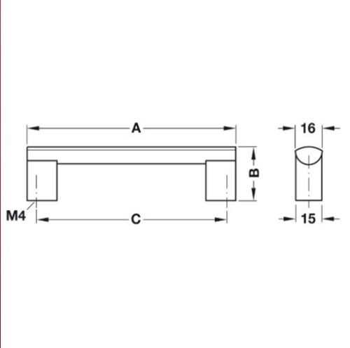 Tay nắm nhôm 172mm Hafele 110.74.923 3 Tay Nắm Nhôm 172mm Hafele 110.74.923