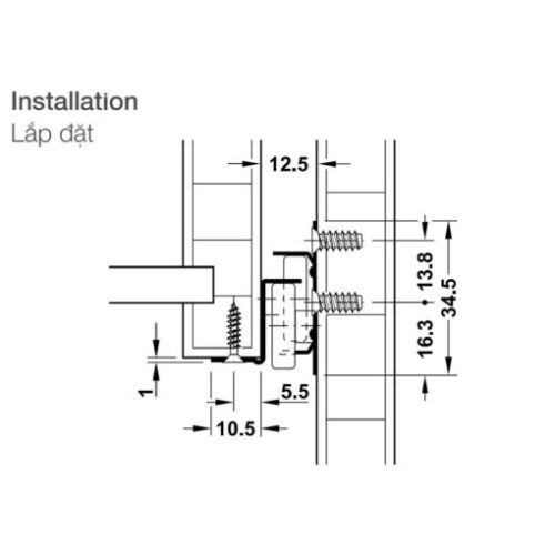Ray bánh xe mở 3/4 dài 350mm Hafele 431.16.702