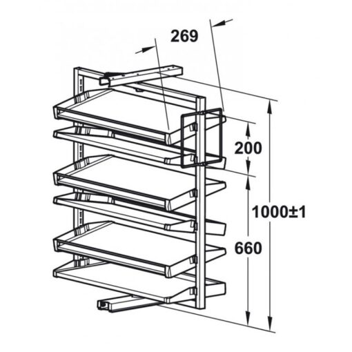 806.22.500_1 Kệ để giày 1000mm màu xám Hafele 806.22.500