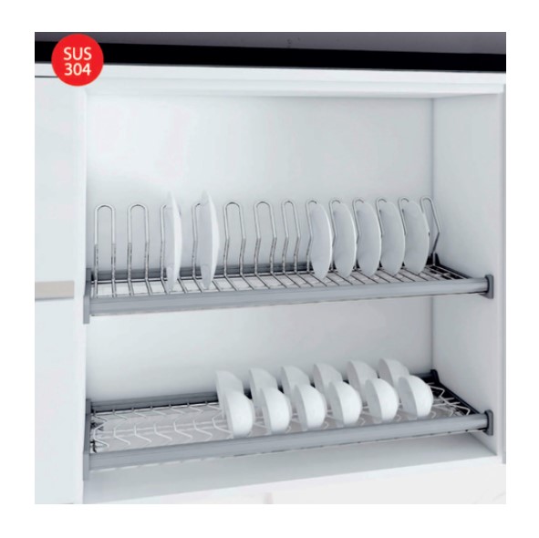 Giá bát đĩa cố định 2 tầng khung nhôm nan oval (Quả Trám) Inoxen EV8090 Giá bát đĩa cố định 2 tầng khung nhôm nan oval (Quả Trám) Inoxen EV8090