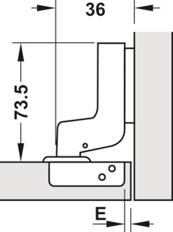 Kích thước của Bản lề lọt lòng Metalla A DIY 110º Hafele 493.03.025 Kích thước của Bản lề lọt lòng Metalla A DIY 110º Hafele 493.03.025