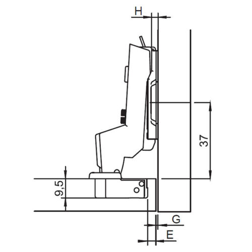 Bản lề lọt lòng Metalla SM 95º Mini Hafele 311.04.442 3 Kích thước của Bản lề lọt lòng Metalla SM 95º Mini Hafele 311.04.442