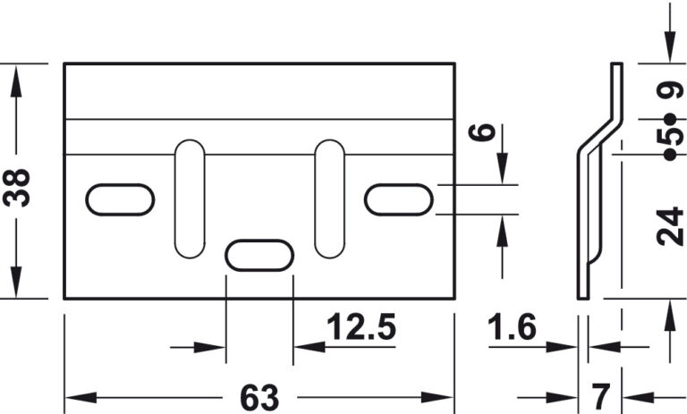 Kích thước của Đế gắn tường cho bas treo tủ Hafele 290.08.920 Kích thước của Đế gắn tường cho bas treo tủ Hafele 290.08.920