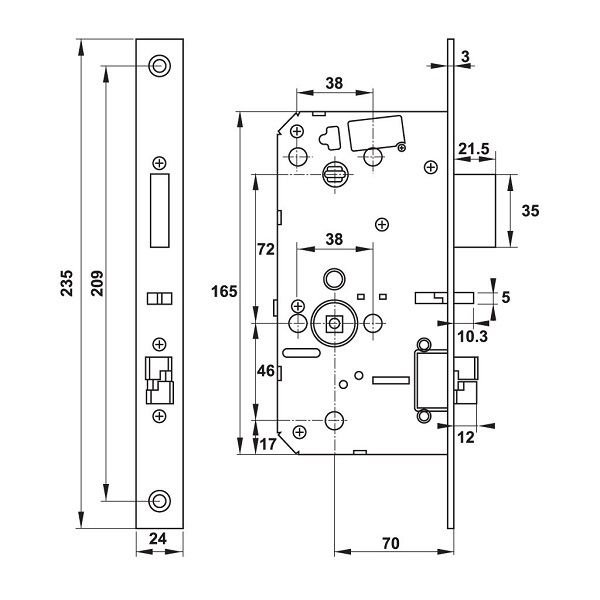 Kích thước của Khóa điện tử Hafele PP9000 912.05.692 Kích thước của Khóa điện tử Hafele PP9000 912.05.692