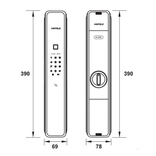 Khóa điện tử Hafele PP9000 912.05.694 3 Kích thước của khóa điện tử Hafele PP9000 912.05.694