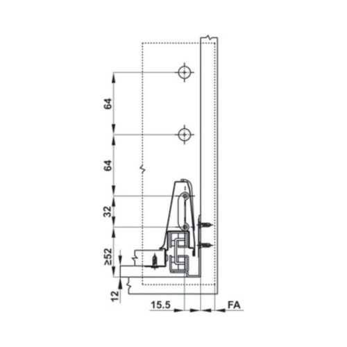 Ray hộp Hafele 552.79.785 Alto B199 500mm trắng, nắp kim loại 5 Ray hộp Hafele 552.79.785 Alto B199 500mm trắng, nắp kim loại