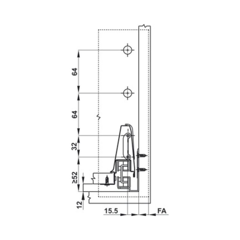phu-kien-nha-bep-552-79-785-3 Ray hộp Hafele 552.79.785 Alto B199 500mm trắng, nắp kim loại