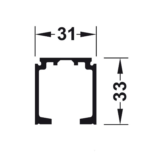 Kích thước của Ray trượt Hafele R31 x C33mm dài 6m 940.43.962 Kích thước của Ray trượt Hafele R31 x C33mm dài 6m 940.43.962