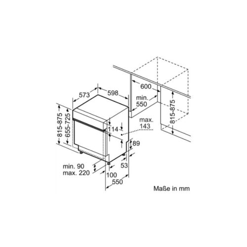 Máy rửa bát lắp âm Bosch SMI88TS36E 5 Kích thước của Máy rửa bát lắp âm Bosch SMI88TS36E