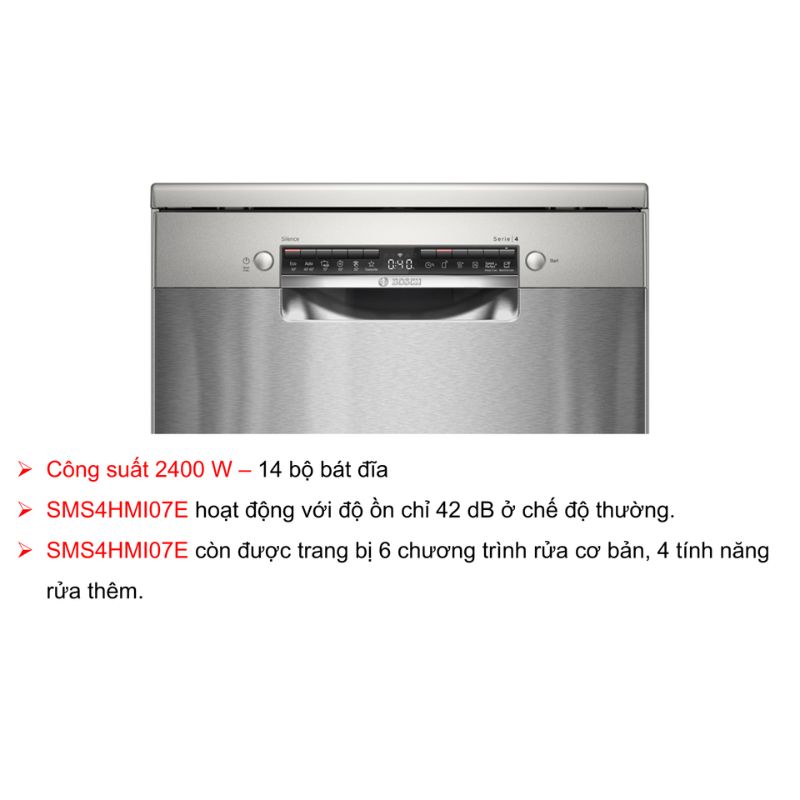 Bảng điều khiển của máy rửa bát độc lập Bosch SMS4HMI07E serie 4 Bảng điều khiển của máy rửa bát độc lập Bosch SMS4HMI07E serie 4