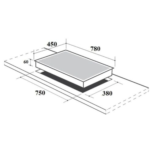 Bếp từ Canzy 3 vùng nấu CZ-TL67GA lắp âm 3 Kích thước bếp từ Canzy 3 vùng nấu CZ-TL67GA lắp âm