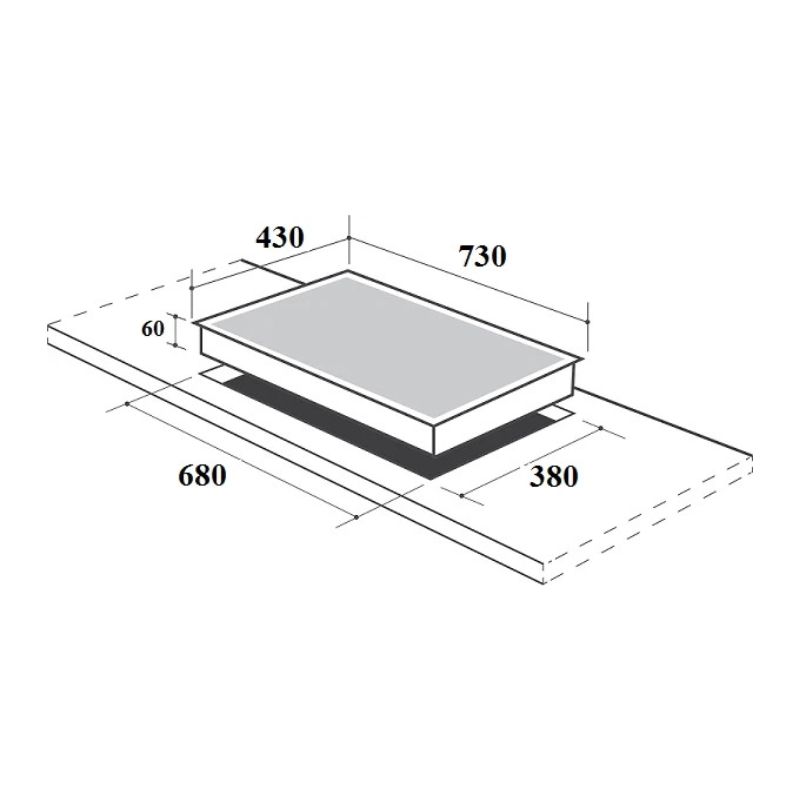 Kích thước lắp đặt bếp từ kết hợp hồng ngoại Canzy CZ-ML86B lắp âm Kích thước lắp đặt bếp từ kết hợp hồng ngoại Canzy CZ-ML86B lắp âm