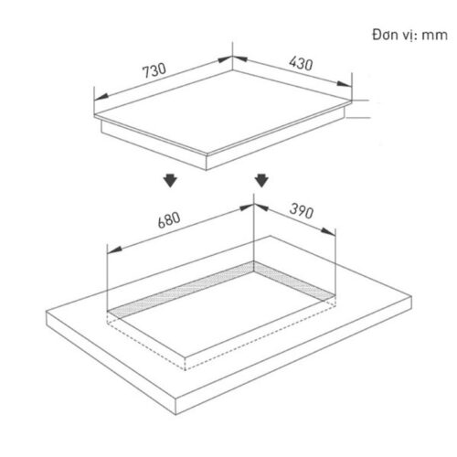 Bếp từ đôi Canzy CZ-06I lắp âm 4 Kích thước bếp từ Canzy CZ-06I