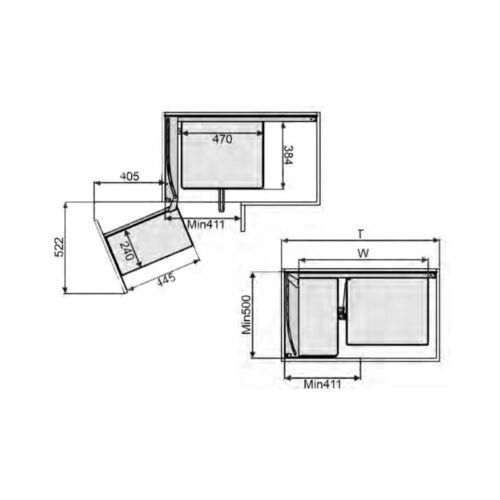 Kệ góc liên hoàn Eurogold nan Oval ELO101L 3 Kích thước kệ góc liên hoàn Eurogold nan Oval EPV101