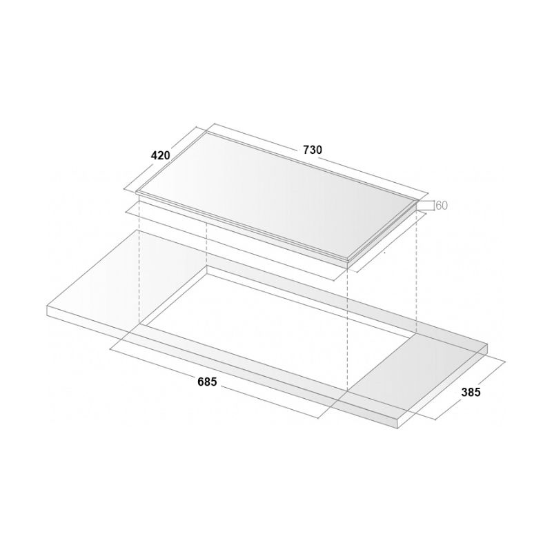 Kích thước bếp từ đôi Binova BI-968JP lắp âm