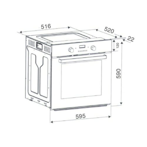 Lò nướng âm tủ 70L Binova BI-66-ISO-SS 4 Kích thước lò nướng âm tủ 70L Binova BI-66-ISO-SS