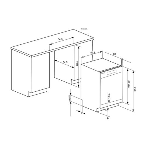 Máy rửa bát âm tủ/độc lập Binova BI-1102DWS 4 Kích thước máy rửa bát âm tủ/độc lập Binova BI-1102DWS