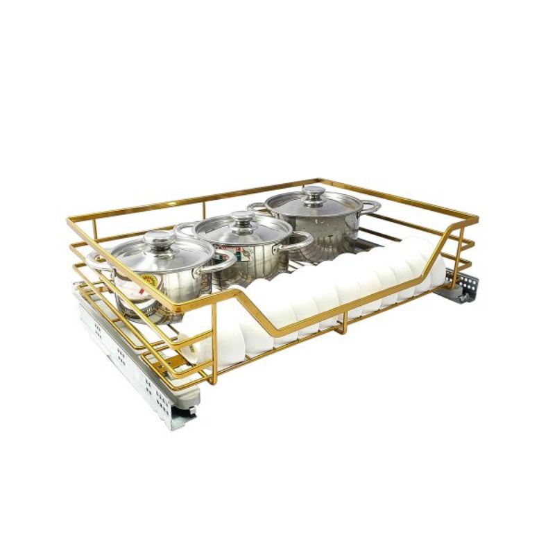 Hình ảnh thực tế giá xoong nồi bát đĩa hợp kim mạ Nano vàng BOSSEU BS301.900BN Hình ảnh thực tế giá xoong nồi bát đĩa hợp kim mạ Nano vàng BOSSEU BS301.900BN