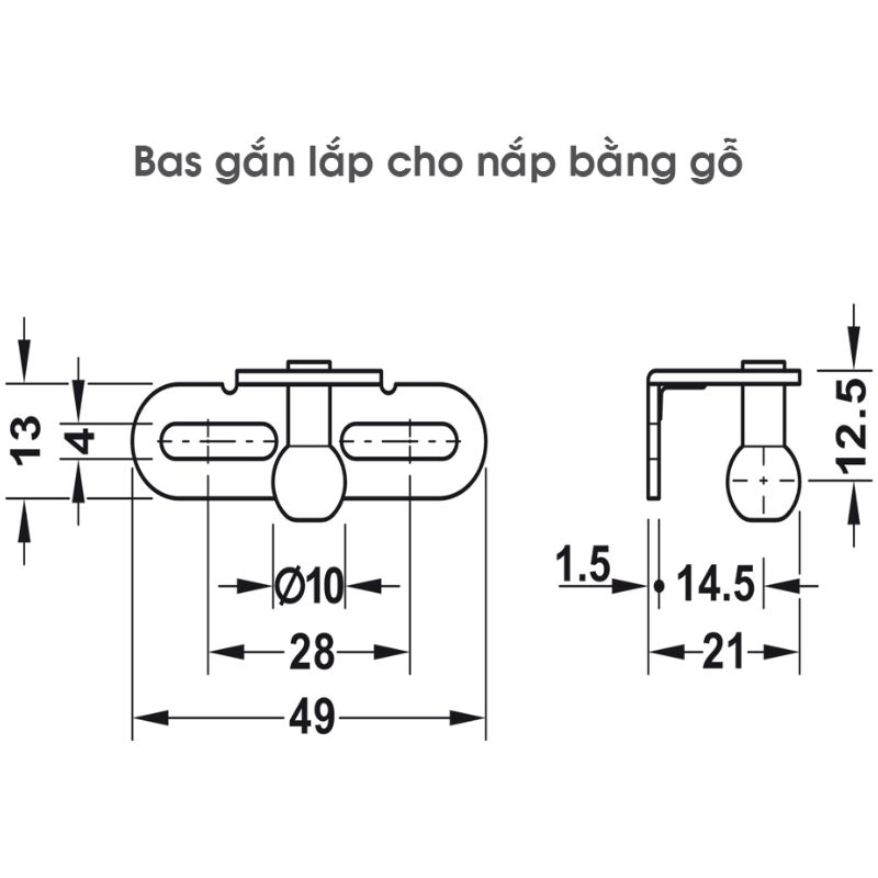 Kích thước bas nắp gỗ pittong đẩy cánh tủ 150N Hafele 373.82.910 Kích thước bas nắp gỗ pittong đẩy cánh tủ 150N Hafele 373.82.910