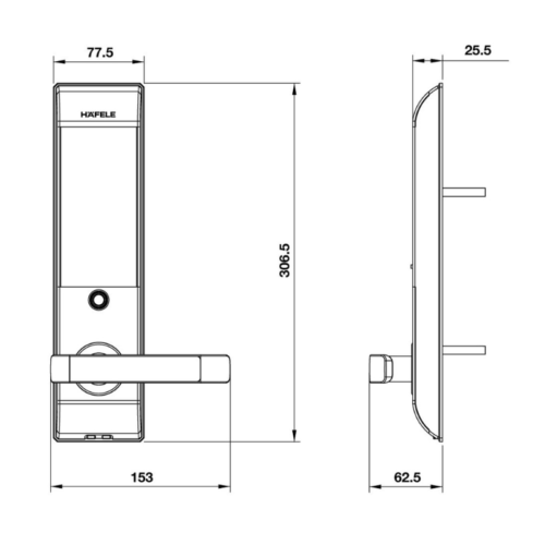 Khóa Điện Tử EL7500 Hafele 912.05.728 4 Kích thước khóa điện tử EL7500 Hafele 912.05.728