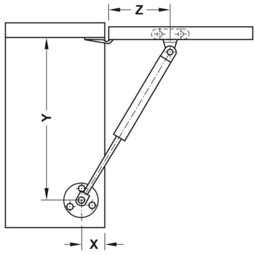Pittong đẩy cánh tủ 150N Hafele 373.82.910 7 Kích thước pittong đẩy cánh tủ 150N Hafele 373.82.910