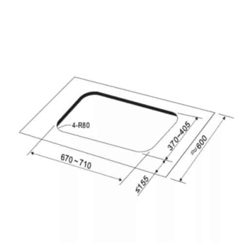 Bếp gas âm Brandt TG2282BBL 3 Kích thước bếp gas âm Brandt TG2282BBL