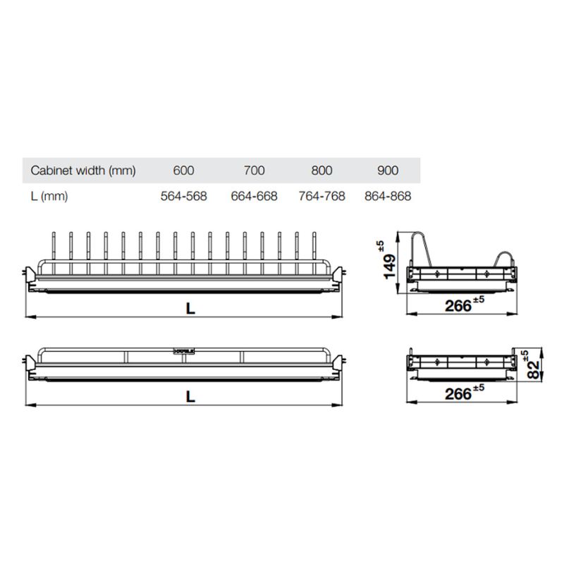 Kích thước giá bát cố định Hafele Oria 544.07.013 600mm Kích thước giá bát cố định Hafele Oria 544.07.013 600mm
