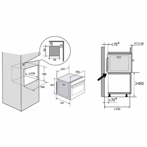 Lò hấp mini 29L Brandt BKV7132LX 3 Kích thước lò hấp mini 29L Brandt BKV7132LX