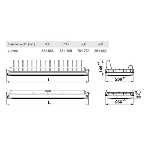 Giá bát cố định Hafele Oria 544.07.016 900mm 4 Kích thước giá bát cố định Hafele Oria 544.07.016 900mm