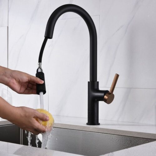 Vòi rửa bát nóng lạnh Kluger KLF0005B có dây rút 4 Hình ảnh vòi rửa bát nóng lạnh Kluger KLF0005B có dây rút