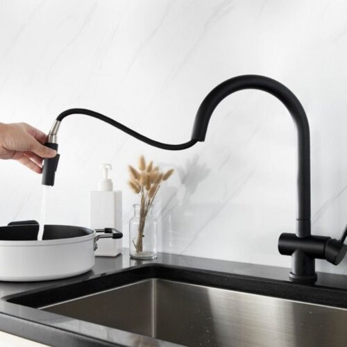 Vòi rửa bát nóng lạnh Kluger KLF0008B có dây rút 4 Hình ảnh vòi rửa bát nóng lạnh Kluger KLF0008B có dây rút