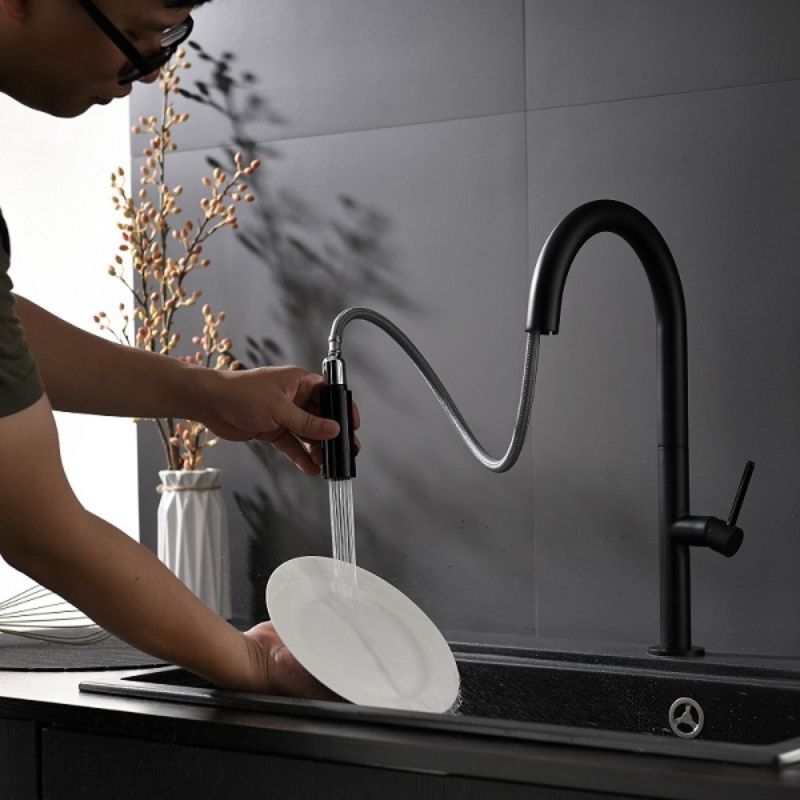 Hình ảnh vòi rửa bát nóng lạnh Kluger KLF0010B có dây rút Hình ảnh vòi rửa bát nóng lạnh Kluger KLF0010B có dây rút