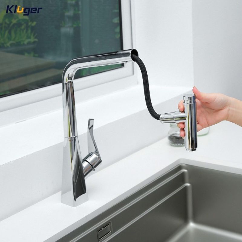 Hình ảnh vòi rửa bát nóng lạnh Kluger KLF0016C có dây rút Hình ảnh vòi rửa bát nóng lạnh Kluger KLF0016C có dây rút