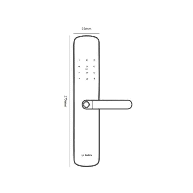 Kích thước khóa cửa vân tay Bosch ID60 EU Gray Kích thước khóa cửa vân tay Bosch ID60 EU Gray