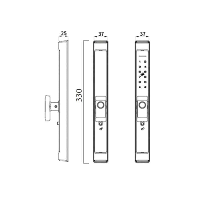 Kích thước khóa thông minh Avolock AN-383-B Kích thước khóa thông minh Avolock AN-383-B