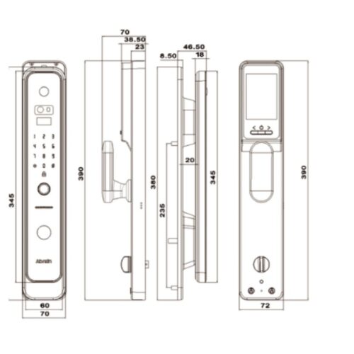 Khóa cửa điện tử Avolock AV-69-G 3 Kích thước khóa cửa điện tử Avolock AV-69-G