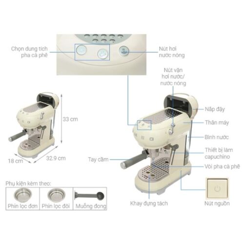 Máy pha cà phê Hafele Smeg ECF01CREU 535.43.655 4 Chi tiết máy pha cà phê Hafele Smeg ECF01CREU 535.43.655