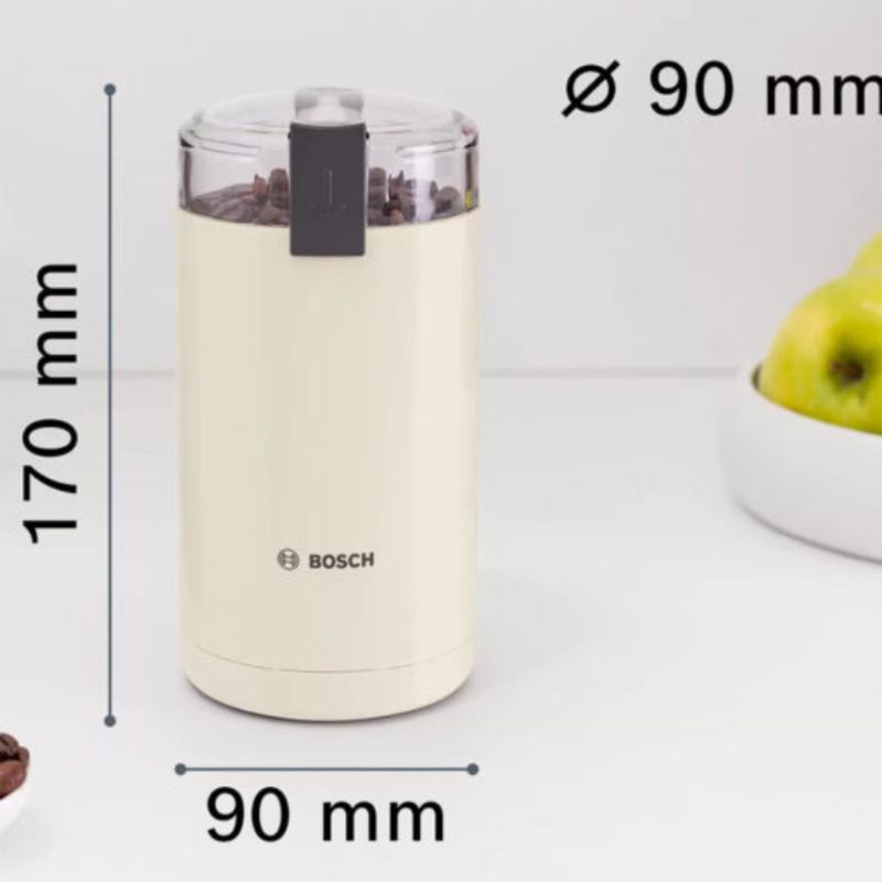 Kích thước máy xay cafe cầm tay Bosch TSM6A017C - Màu Kem Kích thước máy xay cafe cầm tay Bosch TSM6A017C - Màu Kem