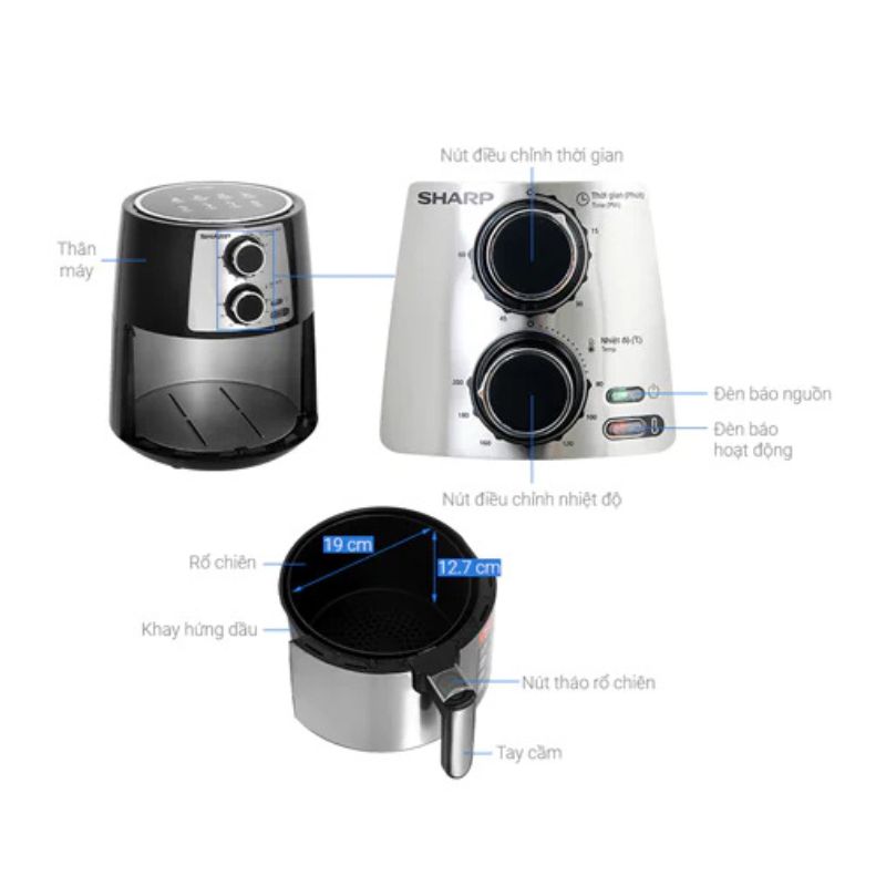 Chi tiết nồi chiên không dầu Sharp KF-AF42MV-ST Chi tiết nồi chiên không dầu Sharp KF-AF42MV-ST