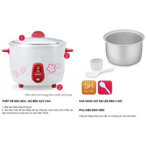 Nồi cơm điện Sharp KSH-D06V 0.6 lít 3 Chi tiết nồi cơm điện Sharp KSH-D06V 0.6 lít