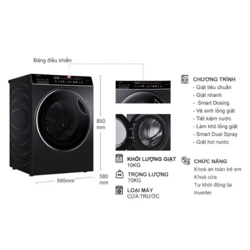 Máy Giặt Aqua Inverter 10 Kg AQD-DDW1000J.BK cửa trước 5 Kích thước máy Giặt Aqua Inverter 10 Kg AQD-DDW1000J.BK cửa trước
