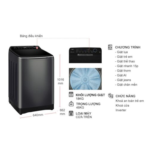 Máy Giặt Aqua Inverter 18 Kg AQW-DR180UHT.PS cửa trên 5 Kích thước máy Giặt Aqua Inverter 18 Kg AQW-DR180UHT.PS cửa trên