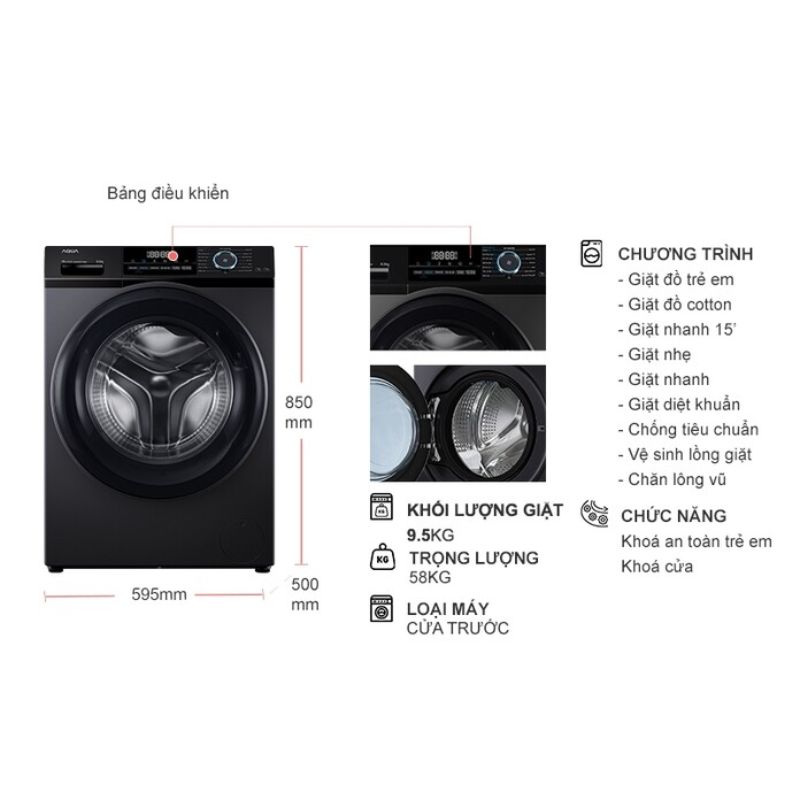 Kích thước máy Giặt Aqua Inverter 9.5 Kg AQD-A952J.BK cửa trướcKích thước máy Giặt Aqua Inverter 9.5 Kg AQD-A952J.BK cửa trước Kích thước máy Giặt Aqua Inverter 9.5 Kg AQD-A952J.BK cửa trước