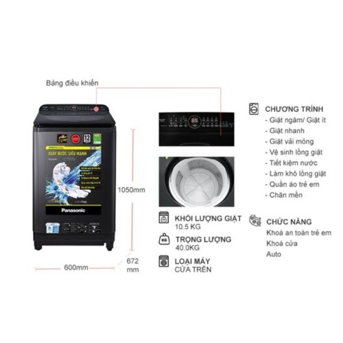 Máy Giặt Panasonic Inverter 10.5 Kg NA-FD10AR1BV cửa trên 5 Kích thước máy Giặt Panasonic Inverter 10.5 Kg NA-FD10AR1BV cửa trên