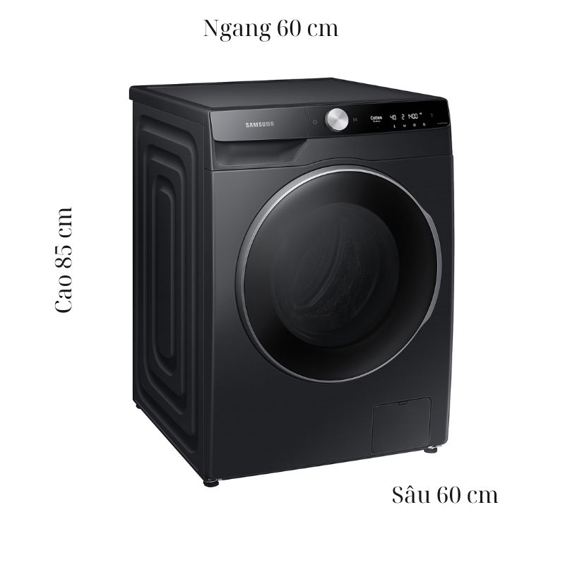 Kích thước máy Giặt Samsung AI EcoBubble Inverter 12 kg WW12CGP44DSBSV cửa trước Kích thước máy Giặt Samsung AI EcoBubble Inverter 12 kg WW12CGP44DSBSV cửa trước